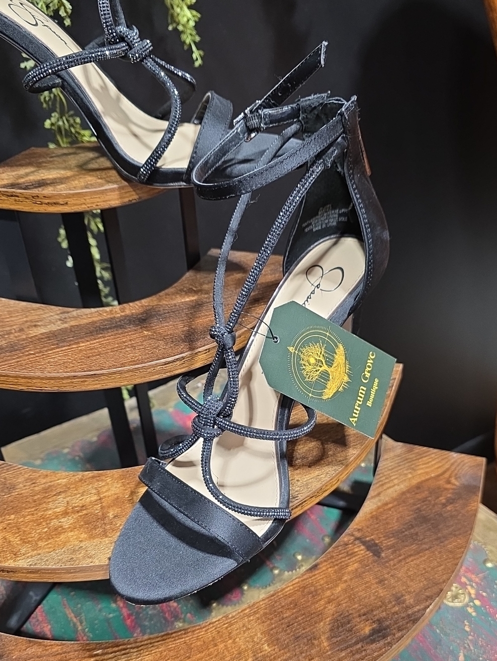 Jessica Simpson Black Strappy Knot-Detail High Heel Sandals - Picture 3 of 11